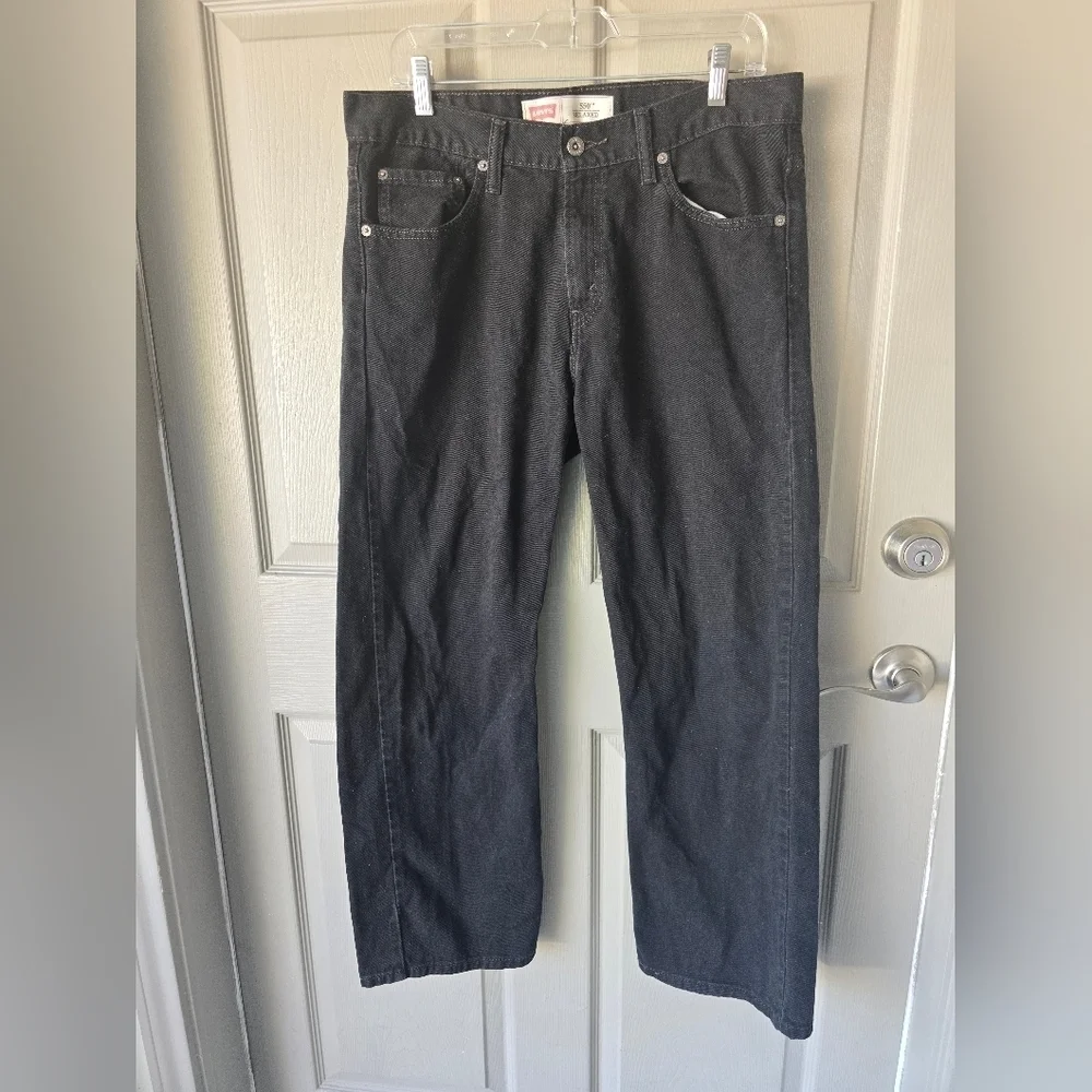 Levi's 550 Jeans Men Straight Leg 34×29 Light Wash Dark Black MidRise Logo Husky